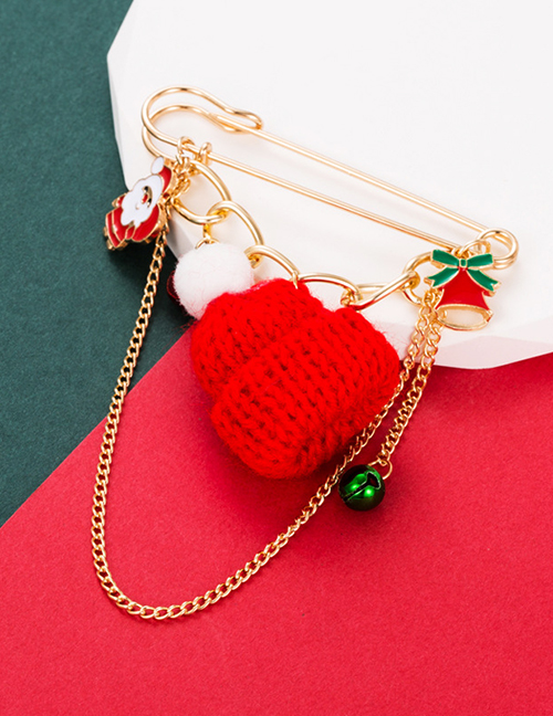 Fashion Santa Claus Alloy Chain Tassel Drop Oil Bell Santa Claus Christmas Hat Pin