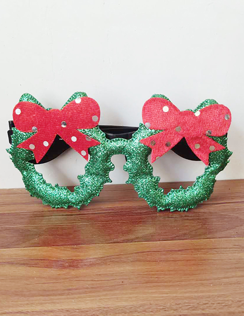 Fashion Bow Green Frame Glasses Cotton Christmas Bow Wreath Glasses