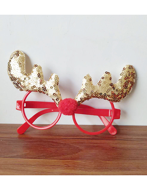Fashion Short Gold Glitter Glasses Cotton Christmas Elk Glasses