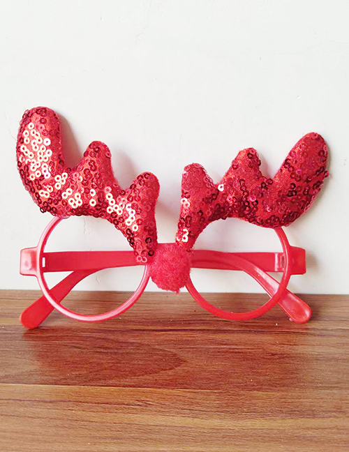 Fashion Short Red Sequined Glasses Cotton Christmas Elk Glasses