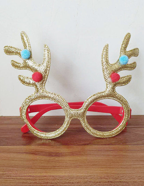 Fashion Golden Furball Antlers Cotton Christmas Elk Glasses