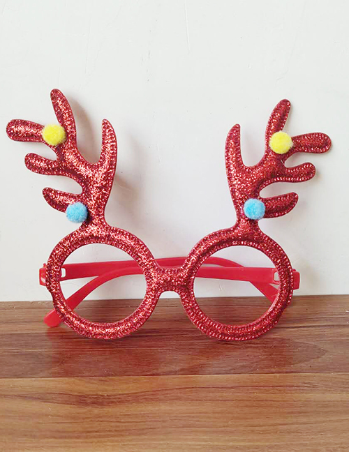 Fashion Red Furball Antlers Cotton Christmas Elk Glasses