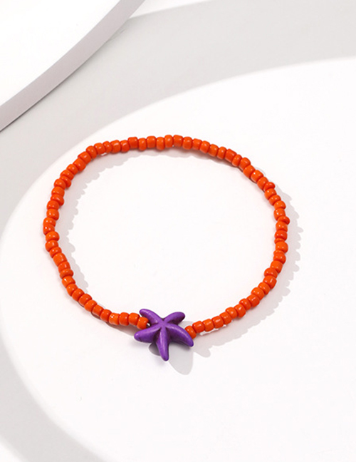 Fashion Orange Rice Beads String Pearl Starfish Bracelet
