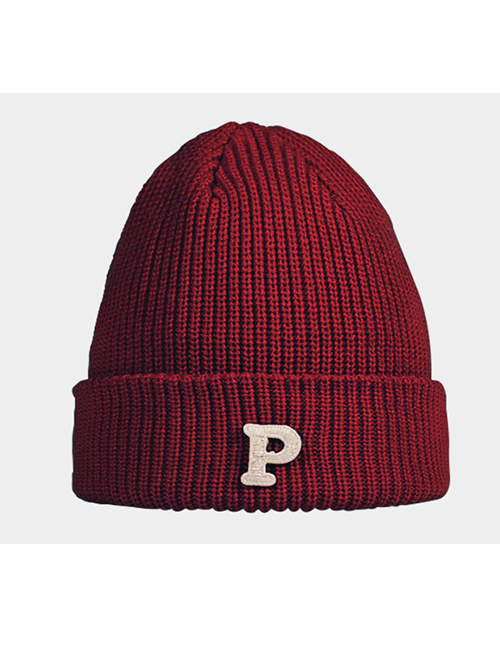 Fashion Burgundy P Knitted Hat Alphabet-embroidered Knitted Hat