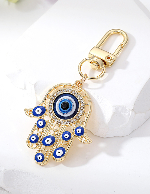 Fashion Golden Multi-eyed Palm Alloy Drip Oil Diamond Eye Palm Keychain