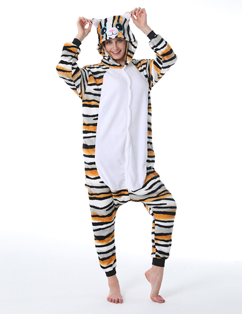 Fashion Tigercat-2 Flannel Cat One Piece Pajamas
