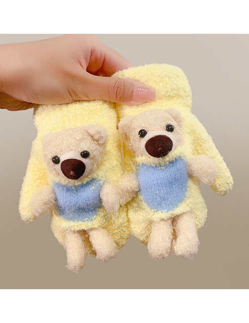 Fashion 6# Yellow Knitted Cartoon Love Bear Gloves