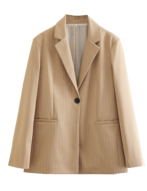 Fashion Suit Cotton Striped Single Button Lapel Blazer