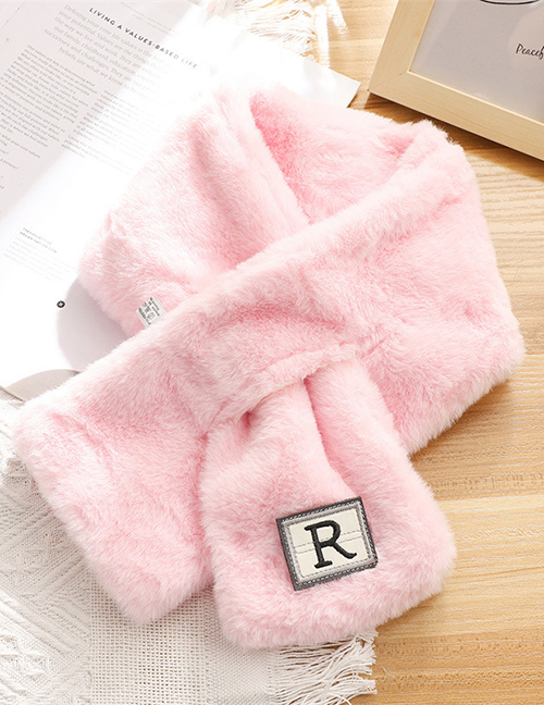 Fashion Regular Pink Faux Rabbit Patch Crossover Scarf