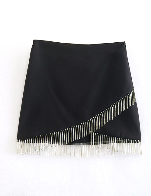 Fashion Short Skirt Solid Color Fringe Irregular Hem Skirt