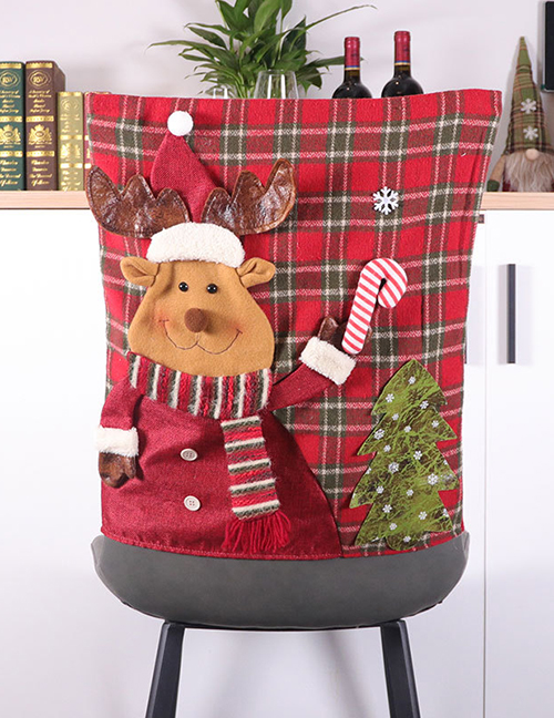 Fashion Three-dimensional Seat Cover Deer Christmas Snowman Santa Burlap Back Cover
