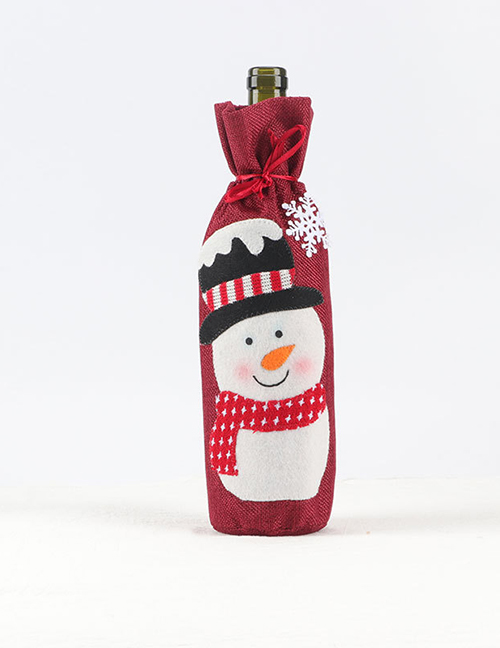 Fashion Burlap Wine Cover Snowman Christmas Burlap Wine Set