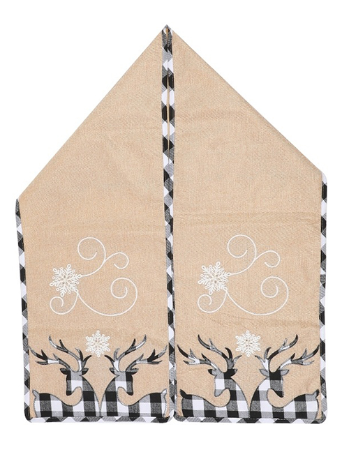 Fashion Black And White Gray Elk Cotton Linen Christmas Rectangle Table Runner