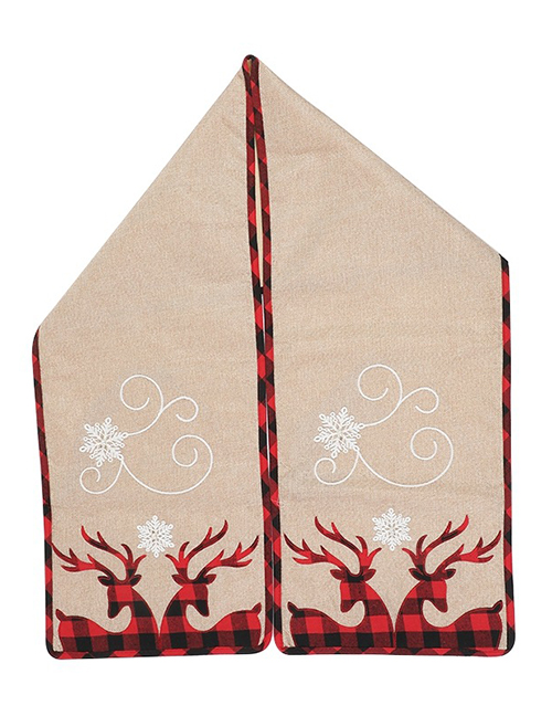 Fashion Red-black-brown Elk Cotton Linen Christmas Rectangle Table Runner