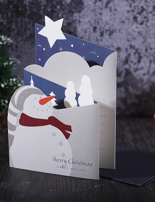 Fashion Pentagram Snowman (12 Pieces) Christmas Folded Greeting Card