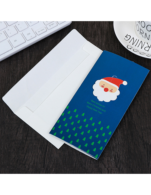 Fashion Santa Claus On A Blue Background (8 Pieces) Christmas Three-dimensional Wings Heart Tri-fold Greeting Card