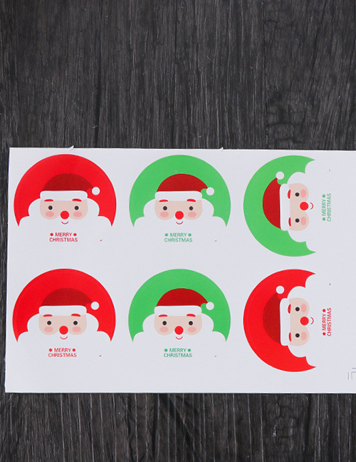 Fashion Small Santa Claus (3 Stickers Red + 3 Stickers Green) (3 Pieces) Christmas Wrapping Stickers