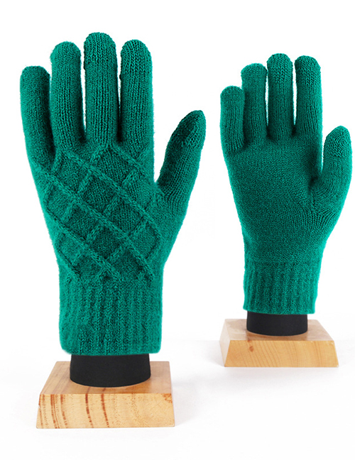Fashion Pineapple Flower - Mars Green Pineapple Flower Knitted Five Finger Gloves
