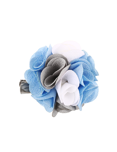Fashion Blue Alloy Fabric Flower Brooch