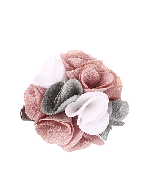 Fashion Leather Pink Alloy Fabric Flower Brooch