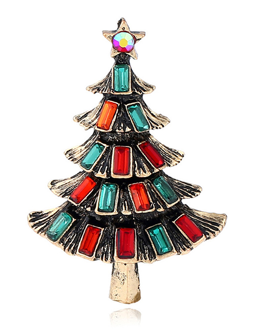 Fashion 5# Alloy Diamond Christmas Tree Brooch