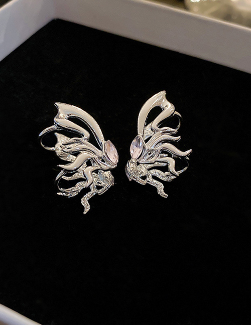 Fashion Ear Clip - Silver Metal Diamond Butterfly Ear Cuff