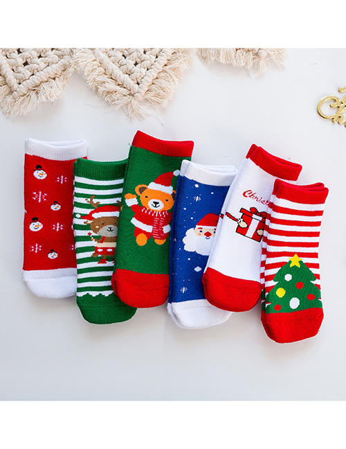 Fashion 6 Pairs Of New Christmas Socks Cotton Print Socks Set