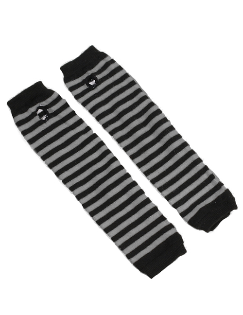 Fashion Black And Grey Stripes 4 Polyester Stripe Fingerless Arm Cover