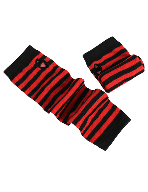 Fashion Red Stripe 9 Polyester Stripe Fingerless Arm Cover