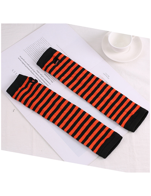 Fashion Orange + Black Bar 12 Polyester Stripe Fingerless Arm Cover