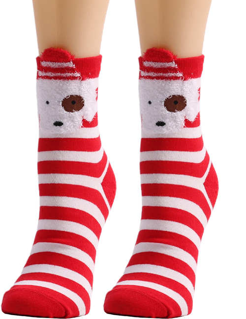 Fashion 6 One-eyed Dog/red Stripes Cartoon Christmas Striped Socks