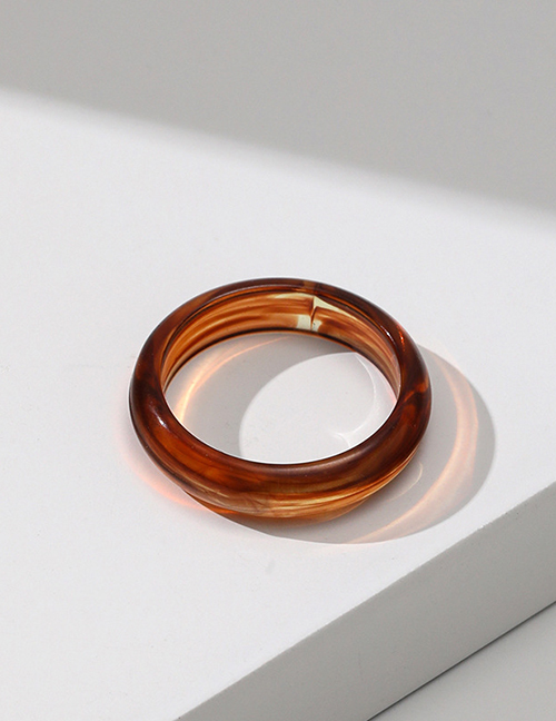 Fashion J05 Deep Amber Resin Geometric Round Ring