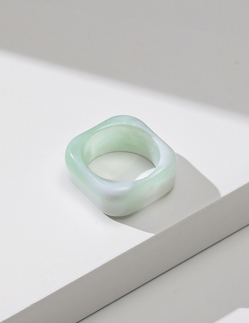 Fashion J06 Two-color Water Green Resin Geometric Square Ring