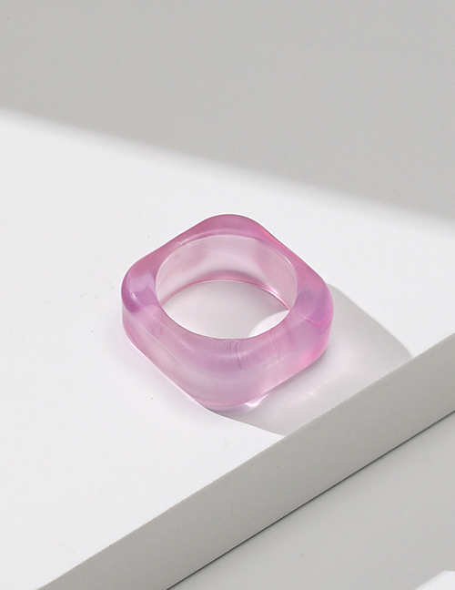 Fashion J06 Frosted Through Purple Resin Geometric Square Ring