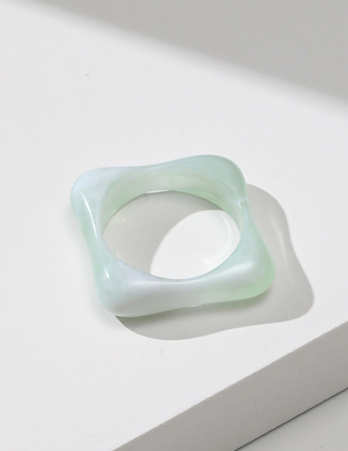 Fashion J07 Two-color Water Green Resin Geometric Square Ring