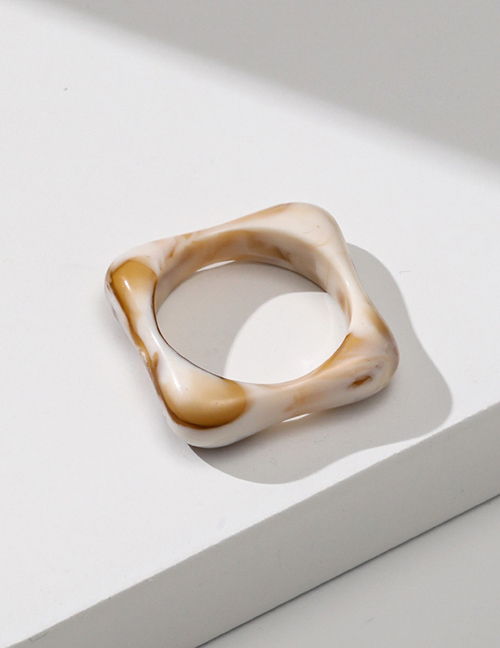Fashion J07 Marble Color Resin Geometric Square Ring