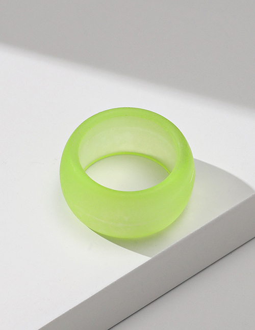 Fashion J10 Frosted Green Resin Geometric Round Ring