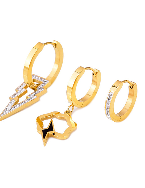 Fashion Lightning Titanium Diamond Drop Oil Lightning Earrings Set