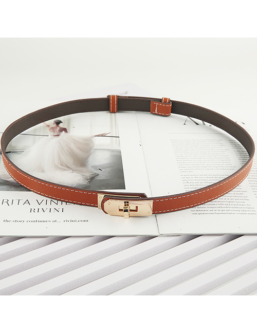 Fashion Adjustable Strap With Cross Lock Buckle (beige) Adjustable Thin Belt With Pu Cross Pattern Buckle