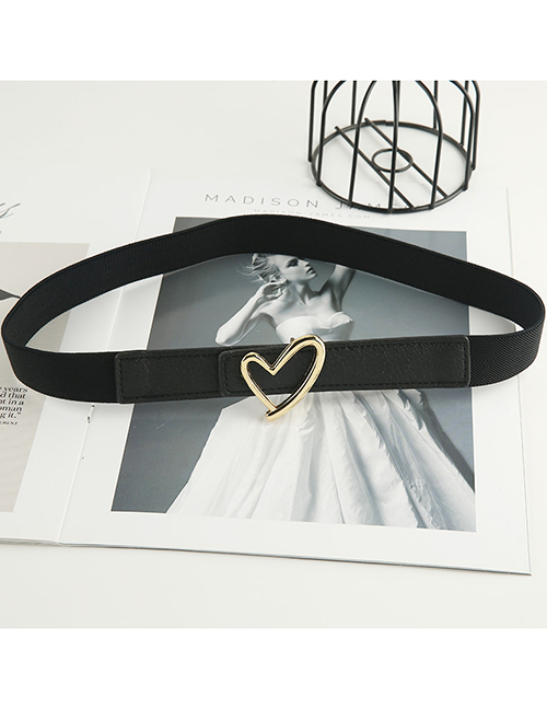 Fashion Hollow Heart Snap (2.5cm Elastic Belt) Metal Cutout Heart Snap Wide Belt