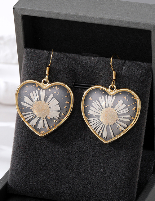 Fashion Love Daisy Earrings (flat Hook) Resin Dried Flower Love Earrings