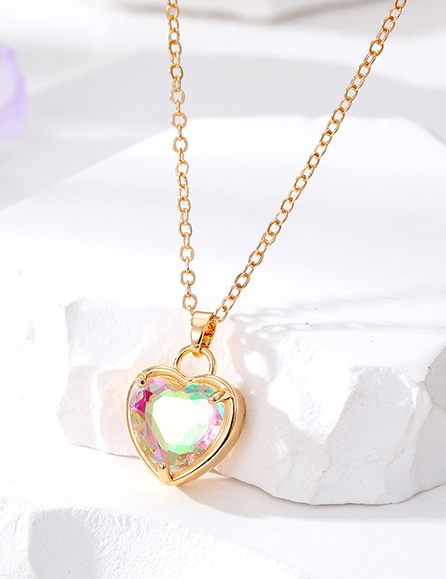 Fashion 1#laser Love Crystal Laser Heart Necklace