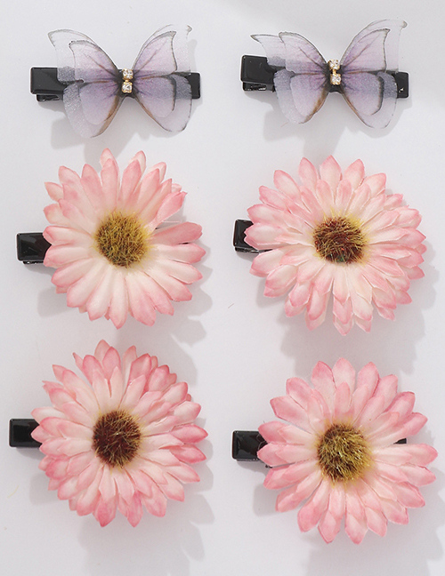 Fashion Pink Fabric Epoxy Flower Hair Clip Set