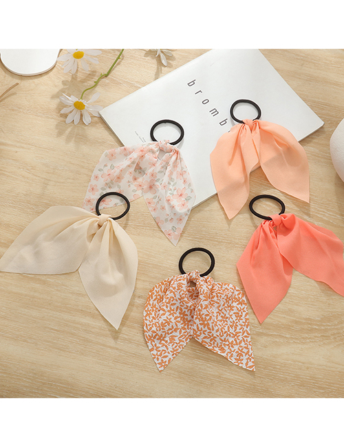 Fashion Orange Fabric Floral Ribbon Pleated Hair Tie Set