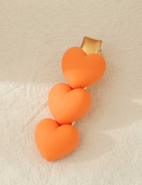 Fashion Orange Resin Heart Hair Clip