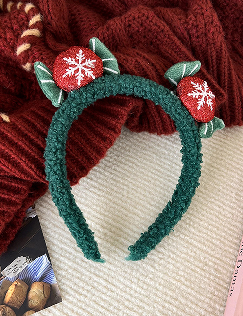 Fashion C Green + Snowflake Bow Plush Christmas Bow Headband