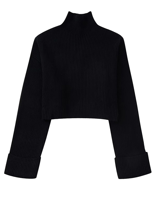 Fashion Black Wool Knit Turtleneck Sweater