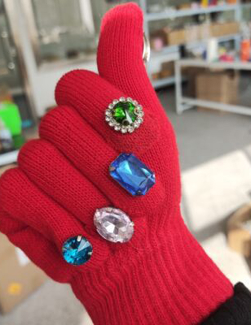 Fashion Big Red (drill Random Color) Acrylic Diamond Geometric Nail Gloves