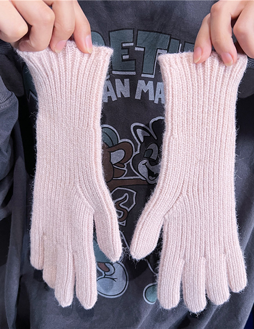 Fashion Pink (regular) Wool Knit Touch Screen Gloves