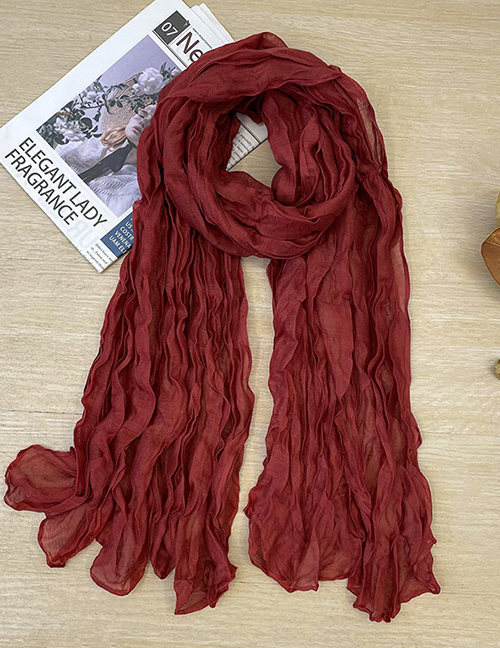 Fashion 1# (regular) Cotton And Linen Pleated Solid Color Scarf
